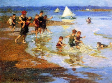  Playa Pintura Art%C3%ADstica - Niños jugando en la playa Impresionista Edward Henry Potthast
